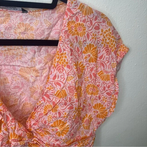 Zara Orange & Pink Printed Oversized Crop Top Size Large - Picture 5 of 15
